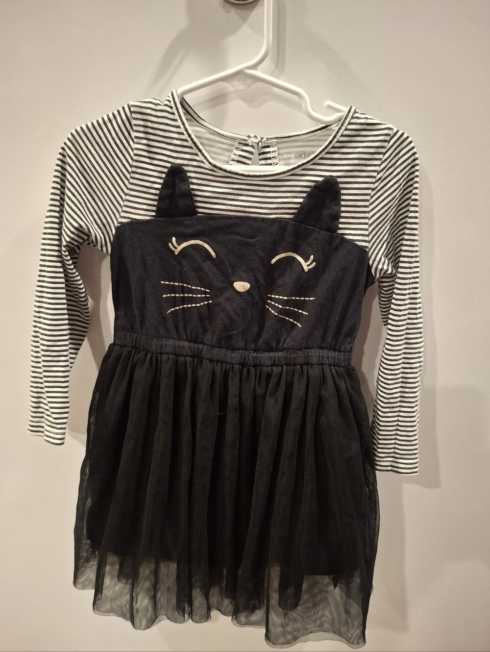 Carter's Black and White Striped Cat Tulle Dress